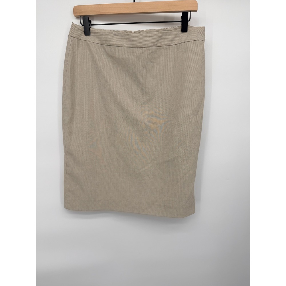 Banana Republic Pencil Skirt Womens 8 Beige Excellent Pinstripe Professional